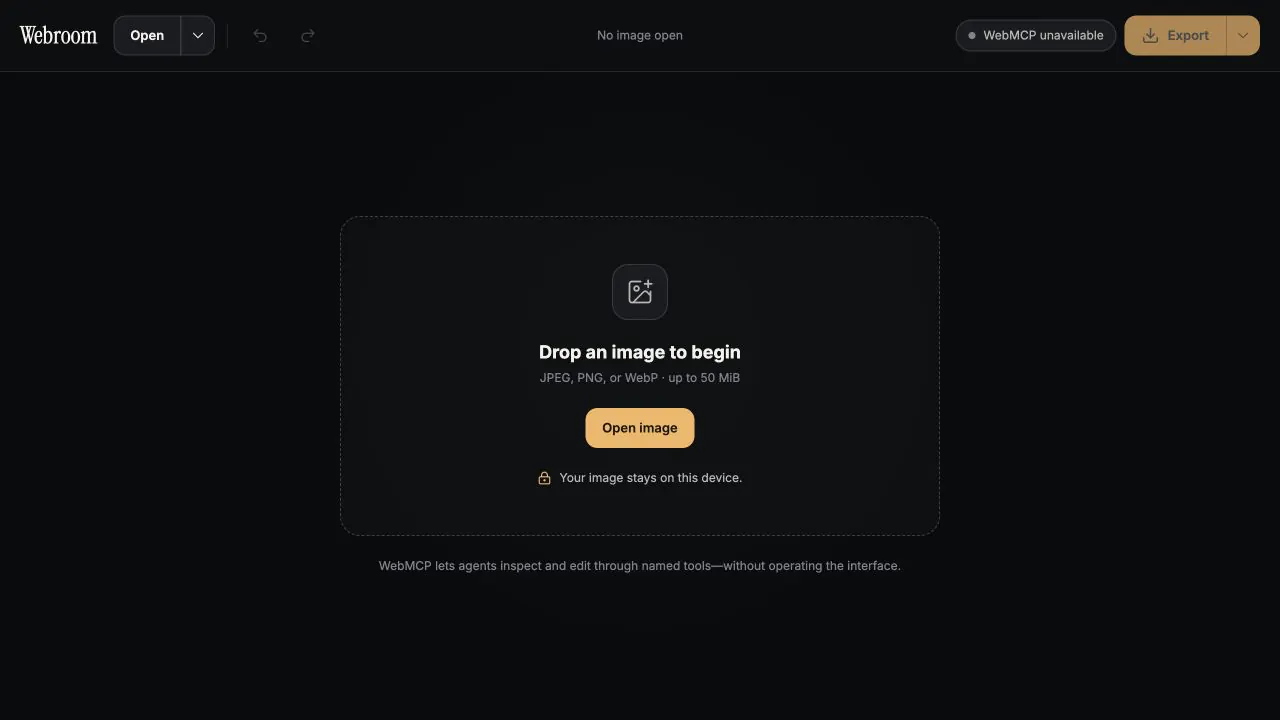 Webroom image editor interface